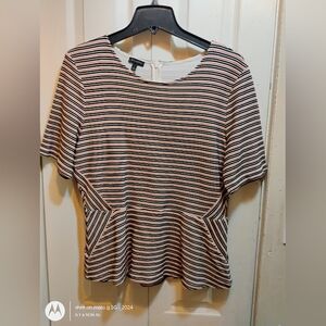 Talbots Black and White Striped Blouse